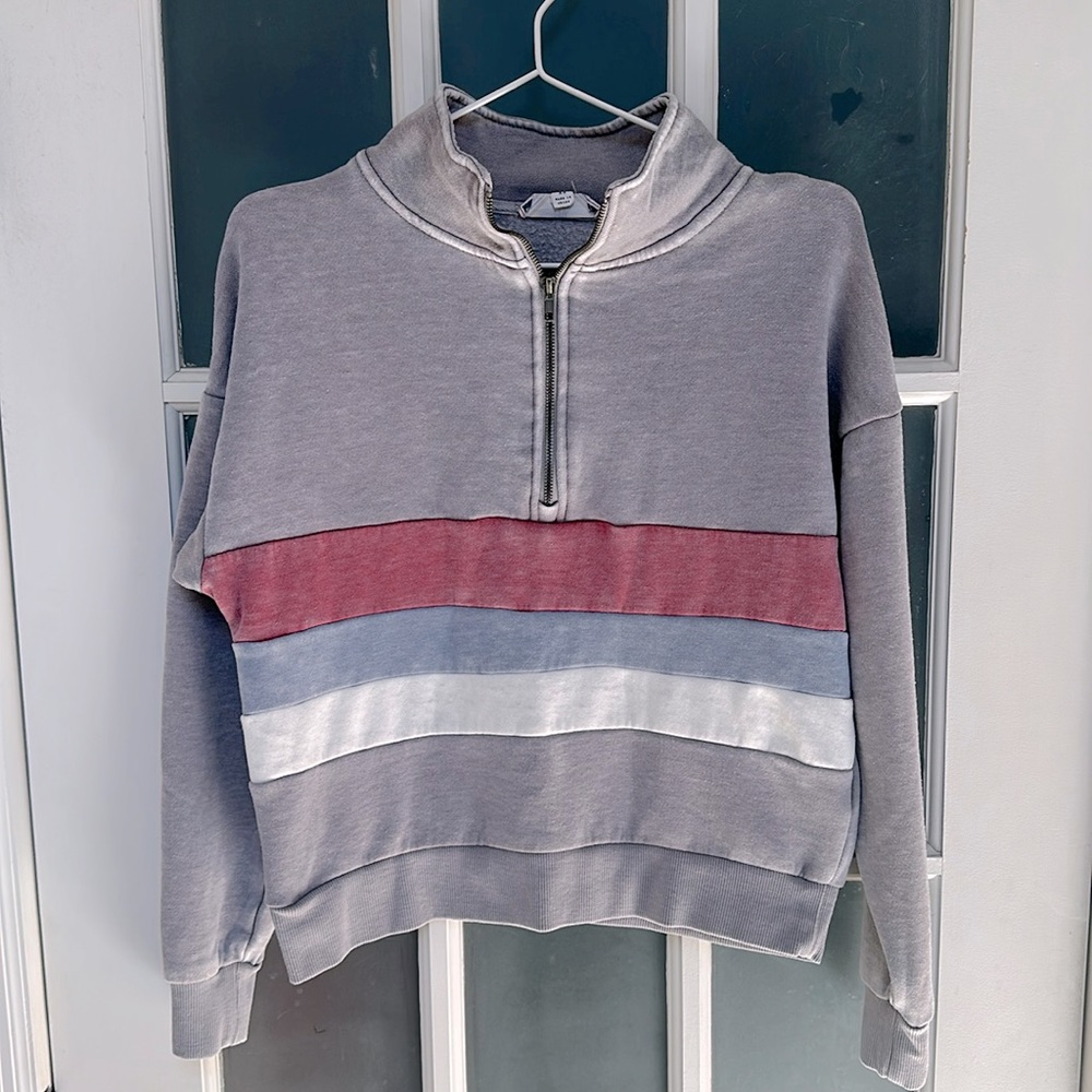 Pink Rose Half Zip Sweatshirt, size XS